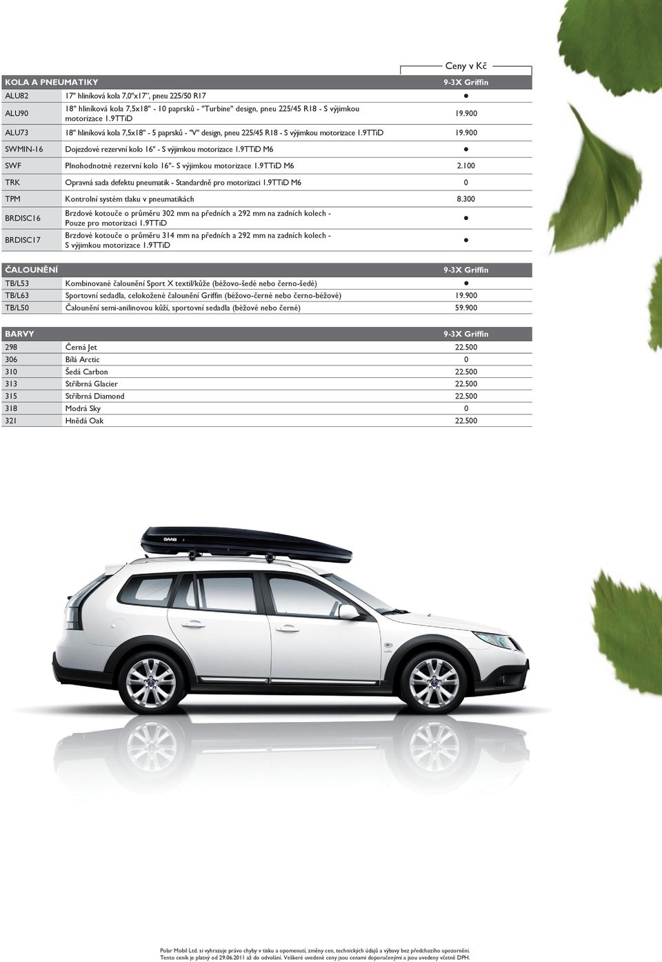 9TTiD M6 SWF Plnohodnotné rezervní kolo 16"- S výjimkou motorizace 1.9TTiD M6 2.100 TRK Opravná sada defektu pneumatik - Standardně pro motorizaci 1.