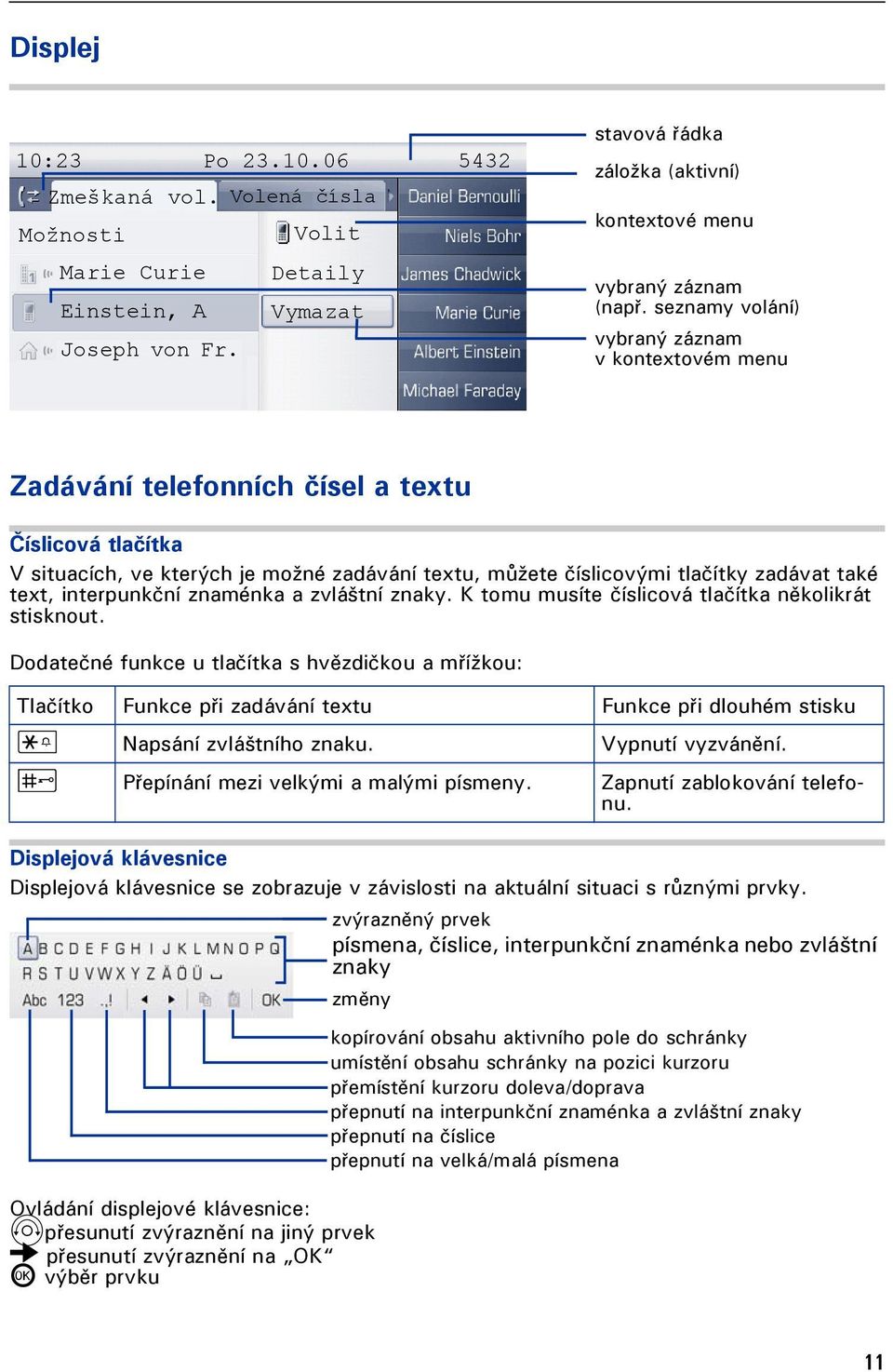 interpunkční znaménka a zvláštní znaky. K tomu musíte číslicová tlačítka několikrát stisknout.