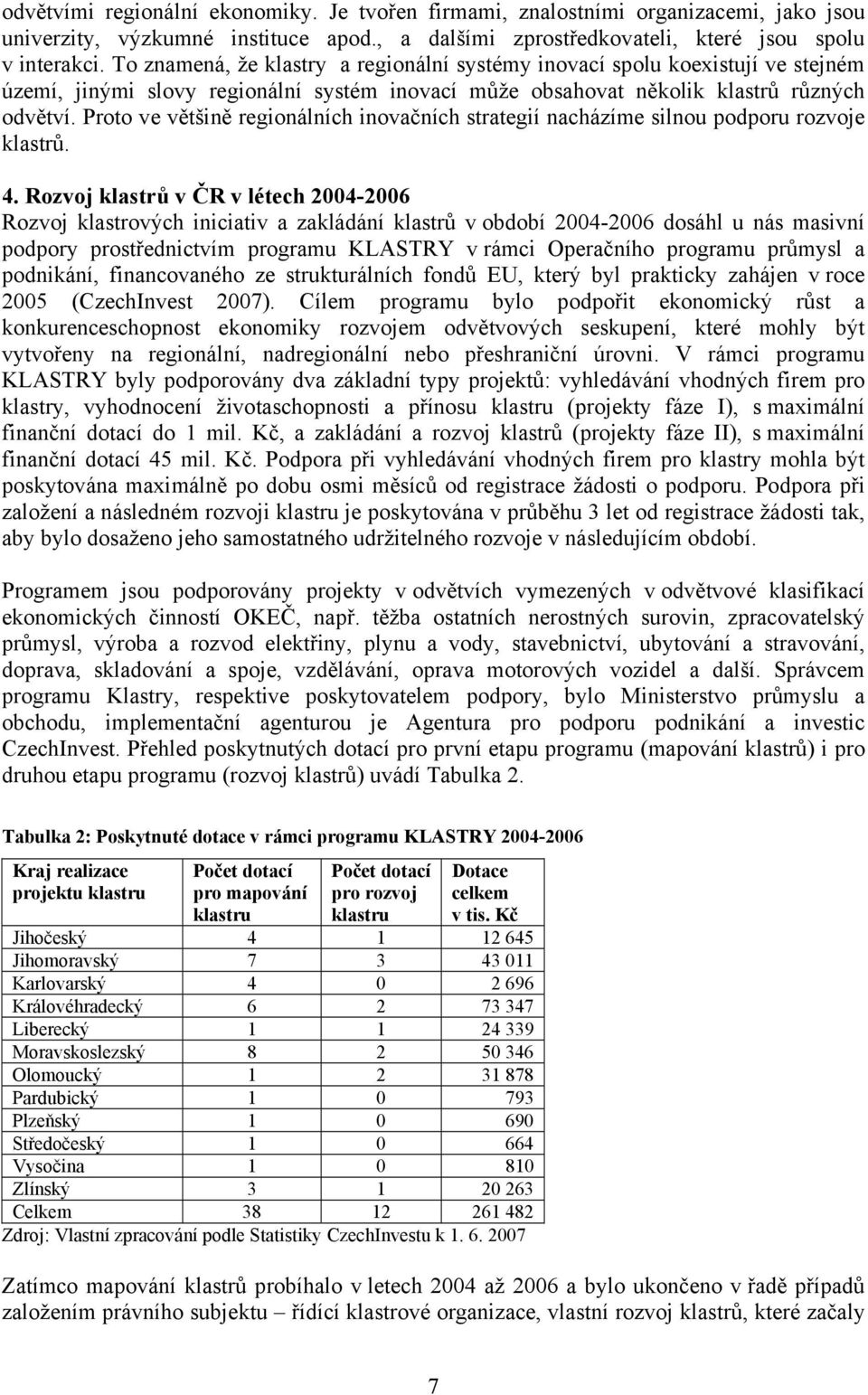 Proto ve většině regionálních inovačních strategií nacházíme silnou podporu rozvoje klastrů. 4.