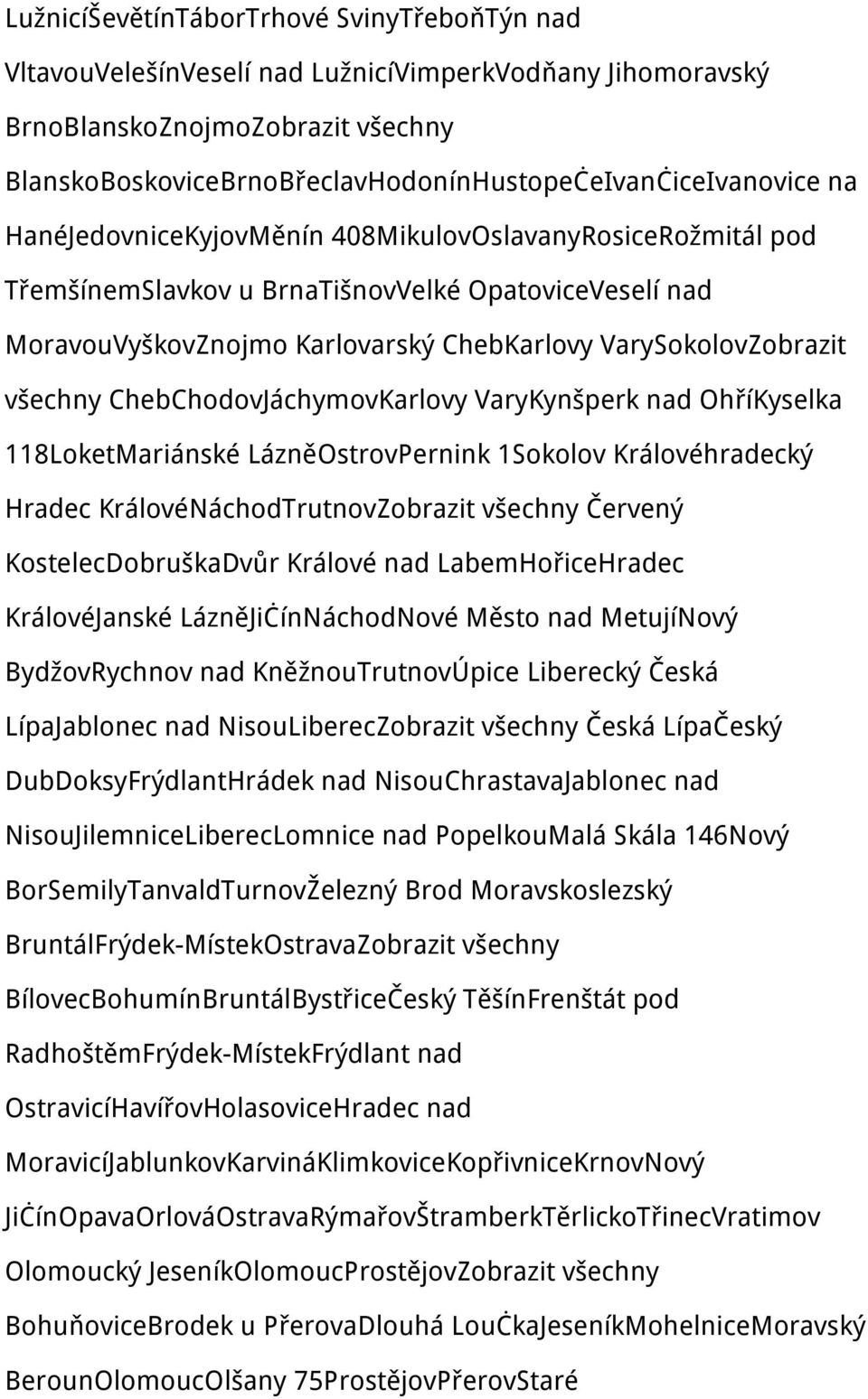 ChebChodovJáchymovKarlovy VaryKynšperk nad OhříKyselka 118LoketMariánské LázněOstrovPernink 1Sokolov Královéhradecký Hradec KrálovéNáchodTrutnovZobrazit všechny Červený KostelecDobruškaDvůr Králové