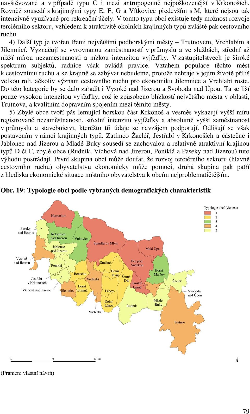 V tomto typu obcí existuje tedy možnost rozvoje terciérního sektoru, vzhledem k atraktivitě okolních krajinných typů zvláště pak cestovního ruchu.