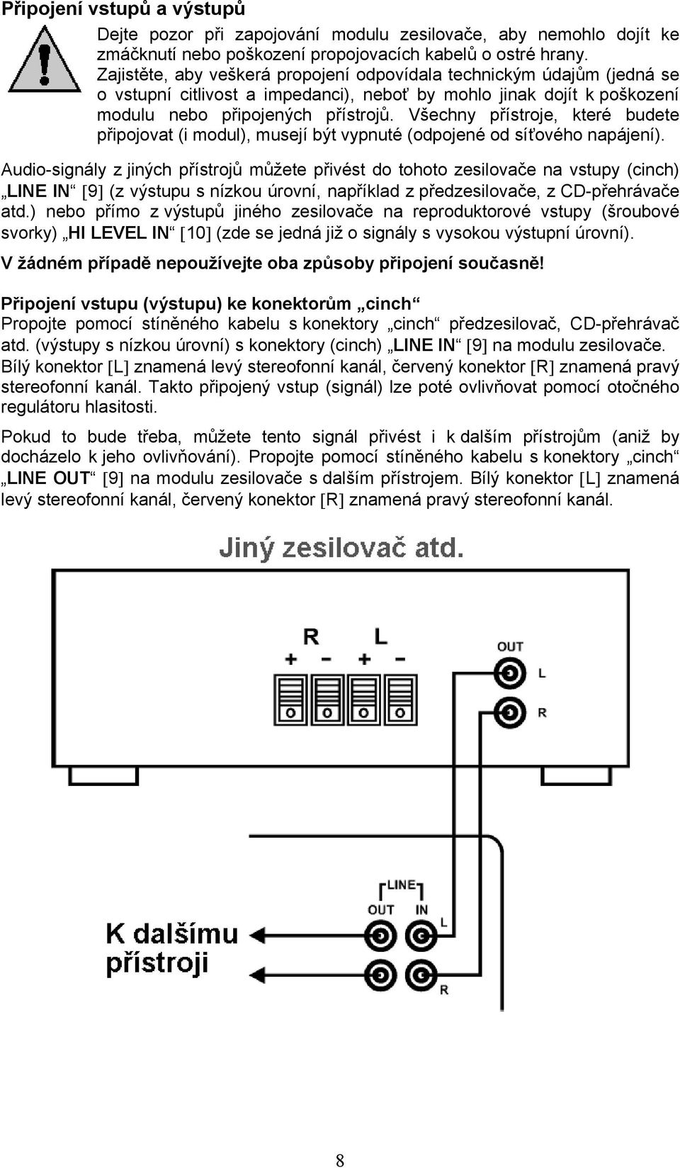 Všechny přístroje, které budete připojovat (i modul), musejí být vypnuté (odpojené od síťového napájení).