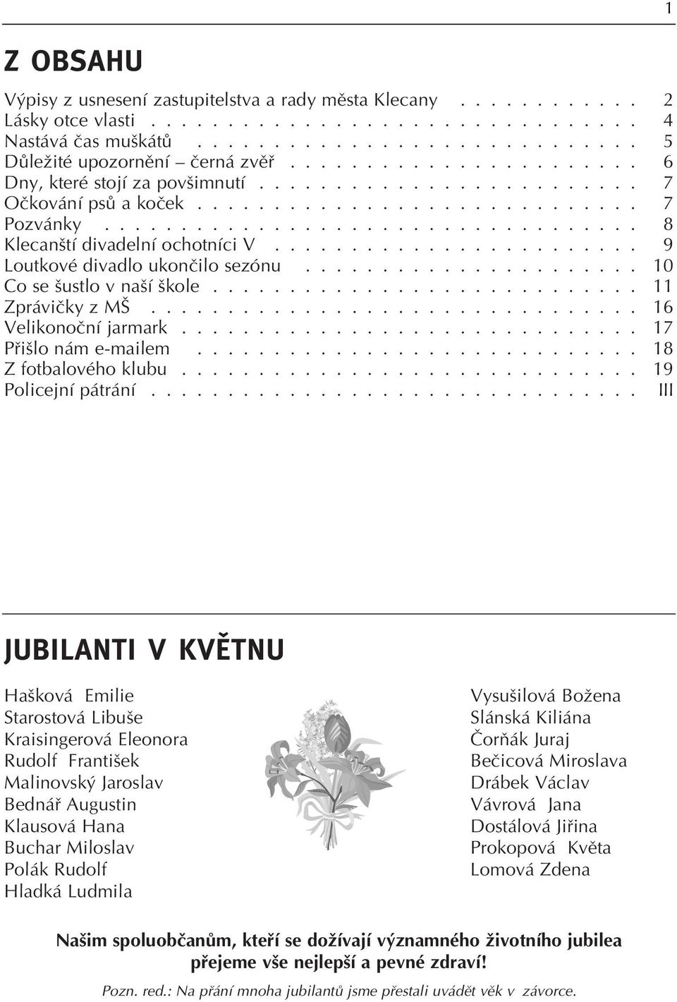 ....................... 9 Loutkové divadlo ukonãilo sezónu...................... 10 Co se ustlo v na í kole............................ 11 Zpráviãky z M................................ 16 Velikonoãní jarmark.