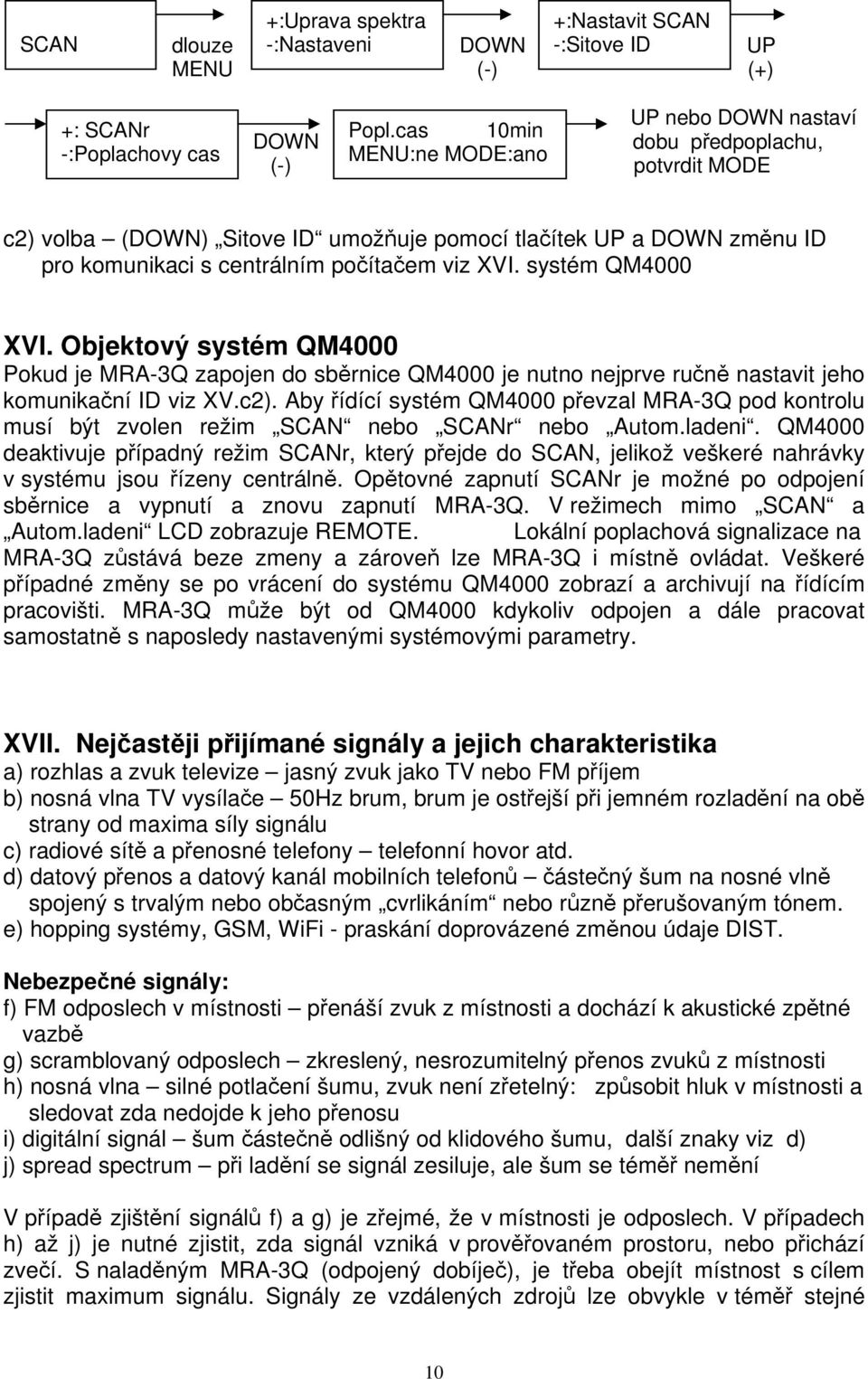 Objektový systém QM4000 Pokud je MRA-3Q zapojen do sběrnice QM4000 je nutno nejprve ručně nastavit jeho komunikační ID viz XV.c2).