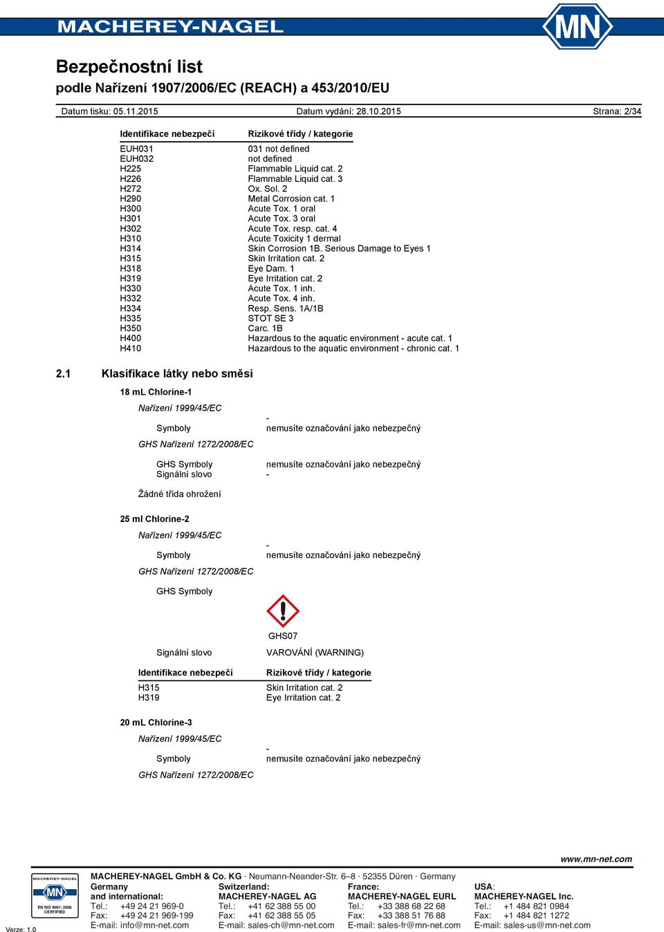 Serious Damage to Eyes 1 H315 Skin Irritation cat. 2 H318 Eye Dam. 1 H319 Eye Irritation cat. 2 H330 Acute Tox. 1 inh. H332 Acute Tox. 4 inh. H334 Resp. Sens. 1A/1B H335 STOT SE 3 H350 Carc.