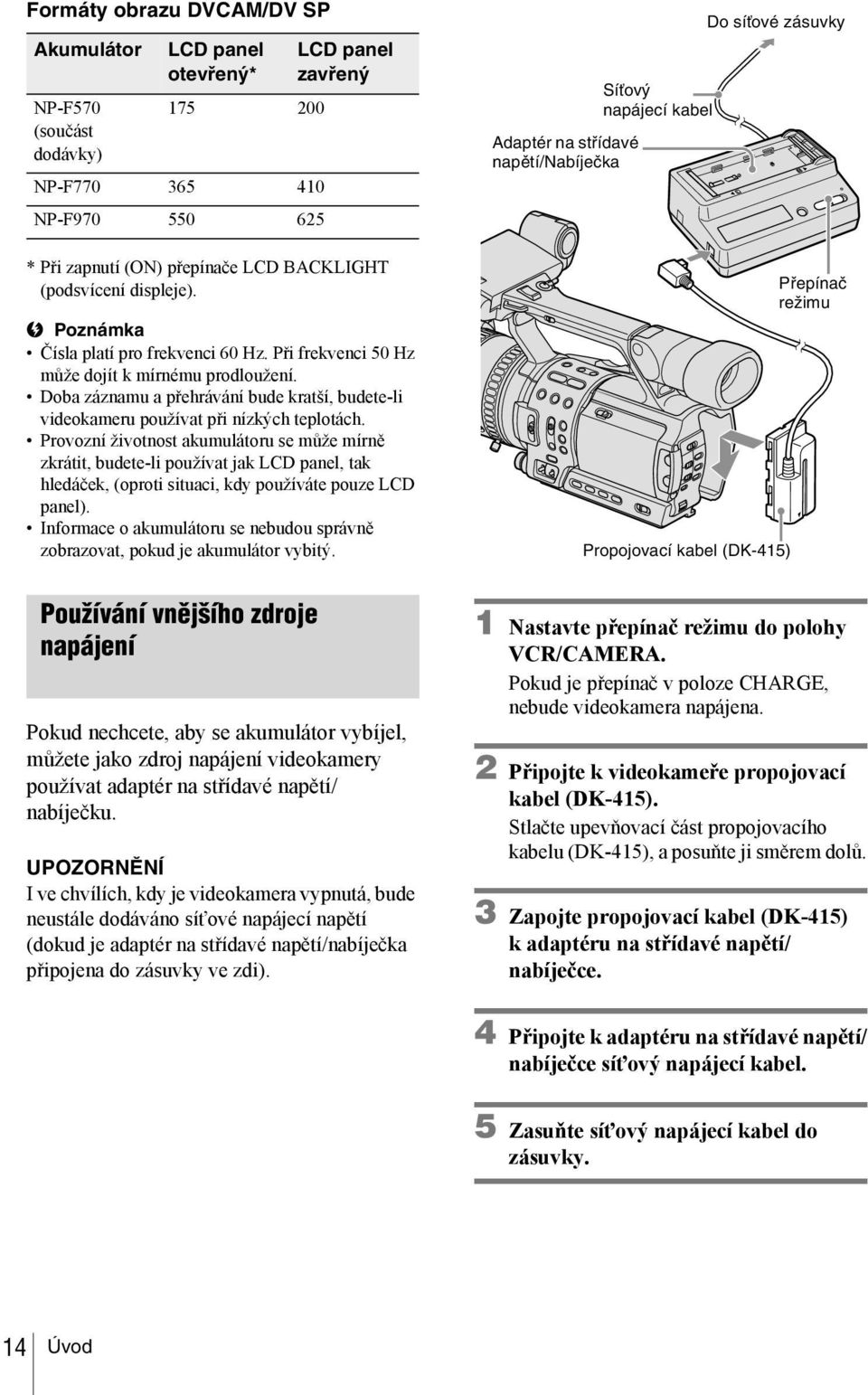 Provozní životnost akumulátoru se může mírně zkrátit, budete-li používat jak LCD panel, tak hledáček, (oproti situaci, kdy používáte pouze LCD panel).