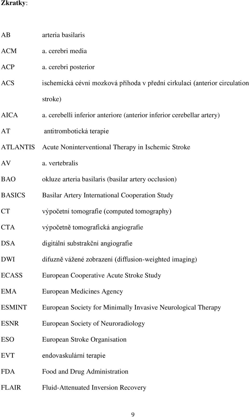 cerebelli inferior anteriore (anterior inferior cerebellar artery) antitrombotická terapie Acute Noninterventional Therapy in Ischemic Stroke a.