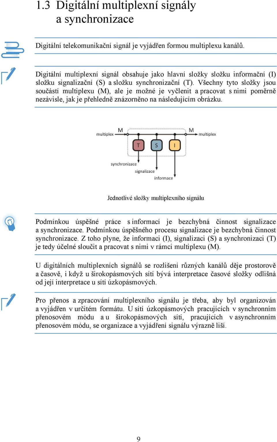 Všechny tyto složky jsou součástí multiplexu (M), ale je možné je vyčlenit a pracovat s nimi poměrně nezávisle, jak je přehledně znázorněno na následujícím obrázku.