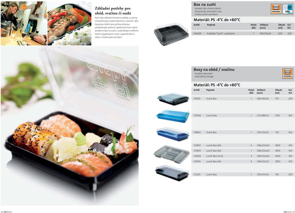Box na sushi Vysoké víko chrání obsah Autentický orientální vzor Funkce proti zamlžení Materiál: PS -4 C do +80 C Artikl Popisek Počet dílů 144209 Krabička "Sushi" s potiskem 1 185x135x55 500 200