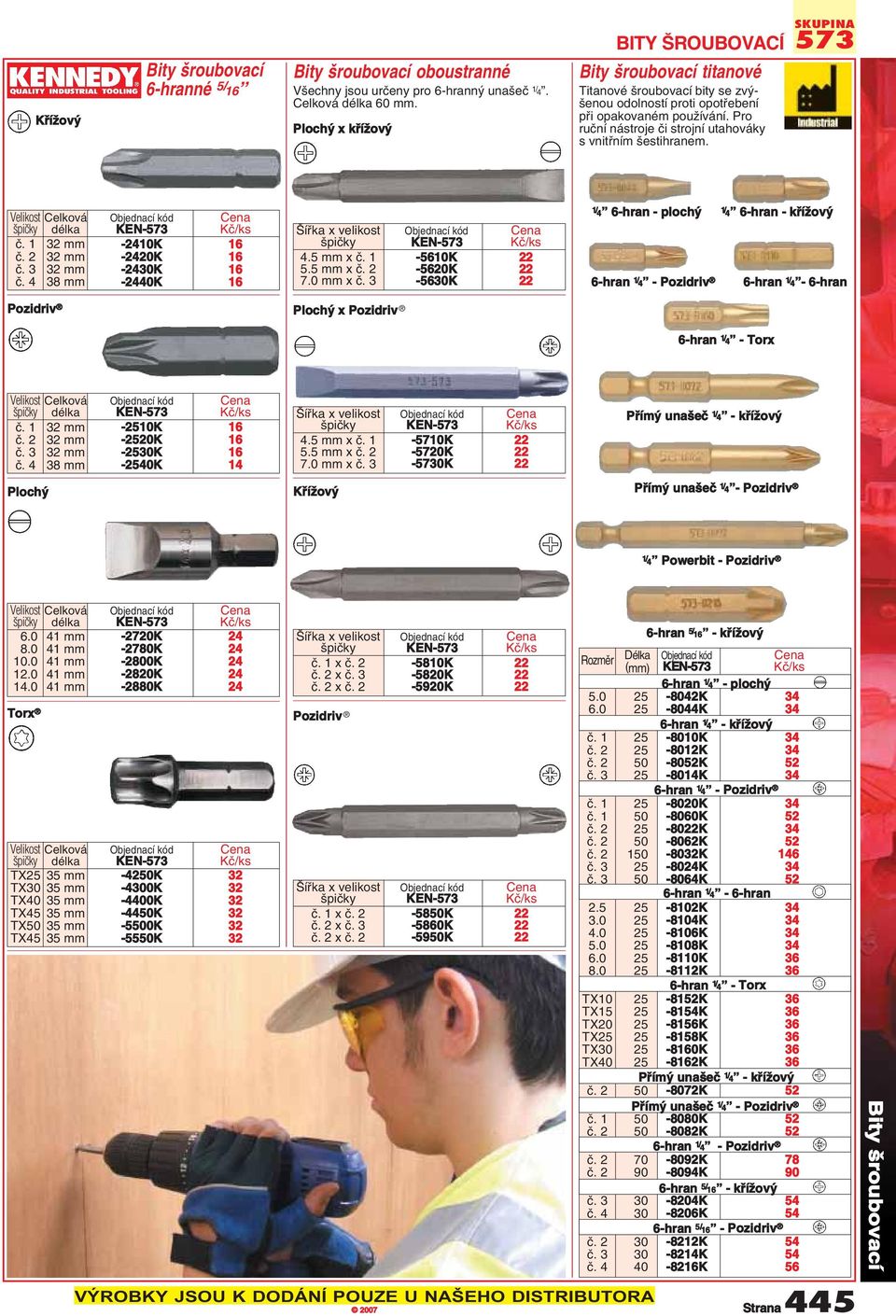 Pro ruãní nástroje ãi strojní utahováky s vnitfiním estihranem. 573 piãky KEN-573 ã. 1 32 mm -2410K 16 ã. 2 32 mm -2420K 16 ã. 3 32 mm -2430K 16 ã.