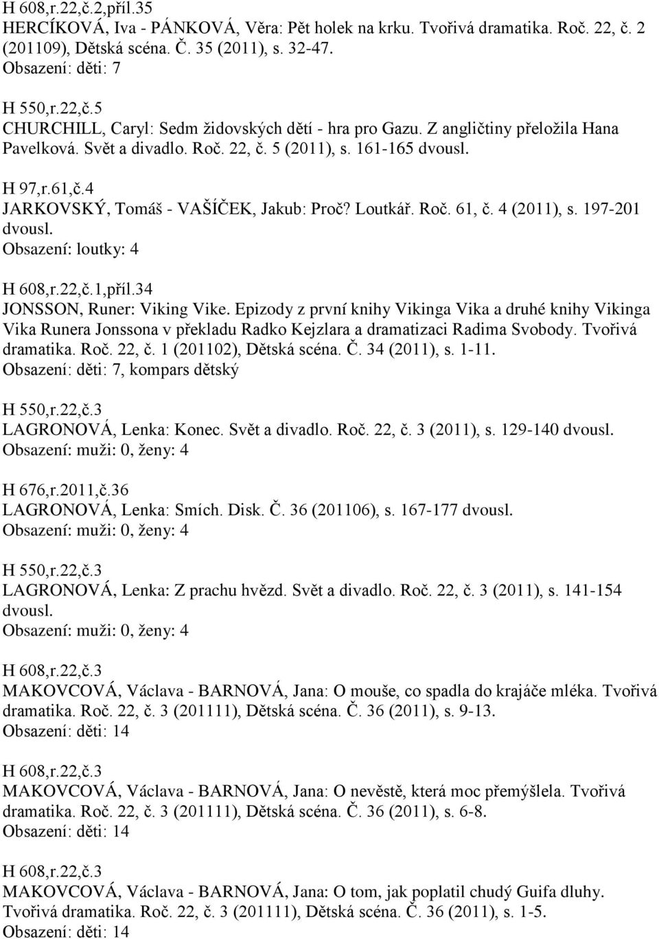 197-201 Obsazení: loutky: 4 H 608,r.22,č.1,příl.34 JONSSON, Runer: Viking Vike.