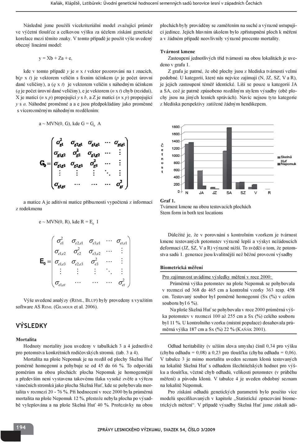 úrovní dané veličiny), a (q x t) je vektorem veličin s náhodným účinkem (q je počet úrovní dané veličiny), e je vektorem (n x t) chyb (reziduí), X je maticí (n x p) propojující y s b, a Z je maticí