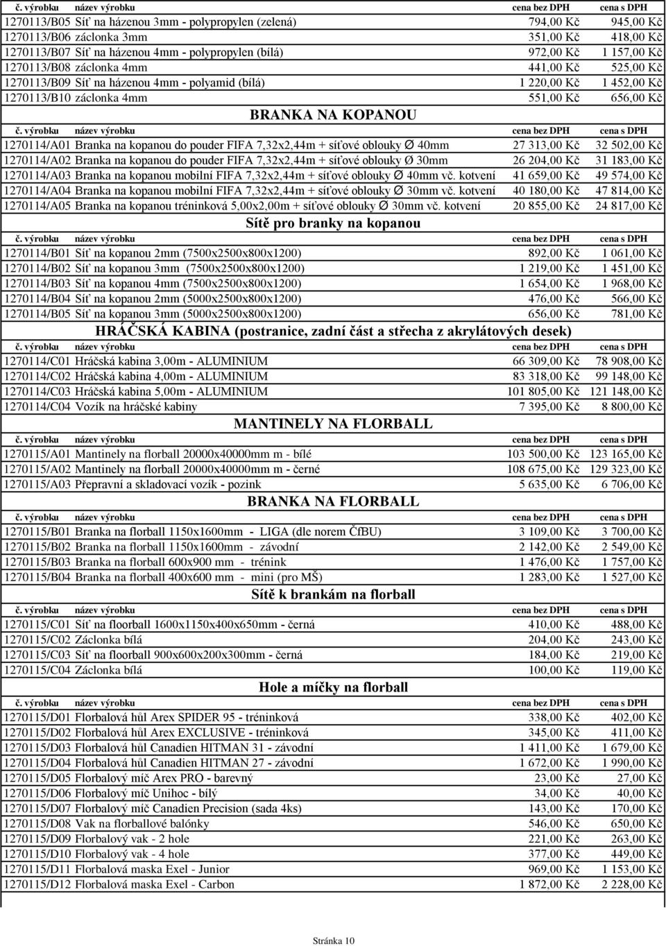 na kopanou do pouder FIFA 7,32x2,44m + síťové oblouky Ø 40mm 27 313,00 Kč 32 502,00 Kč 1270114/A02 Branka na kopanou do pouder FIFA 7,32x2,44m + síťové oblouky Ø 30mm 26 204,00 Kč 31 183,00 Kč