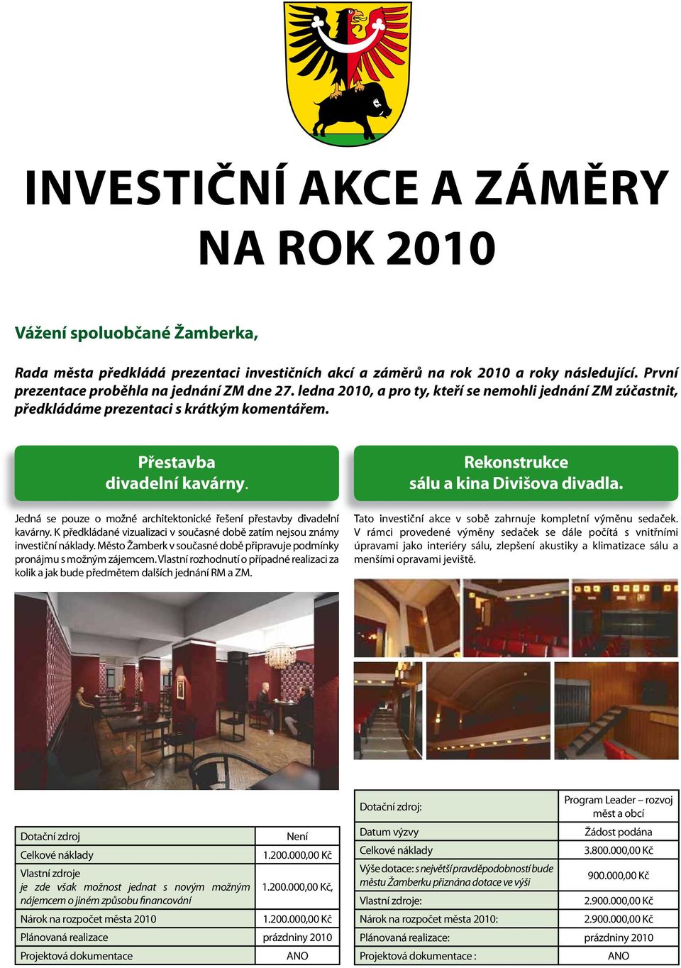 Jedná se pouze o možné architektonické řešení přestavby divadelní kavárny. K předkládané vizualizaci v současné době zatím nejsou známy investiční náklady.