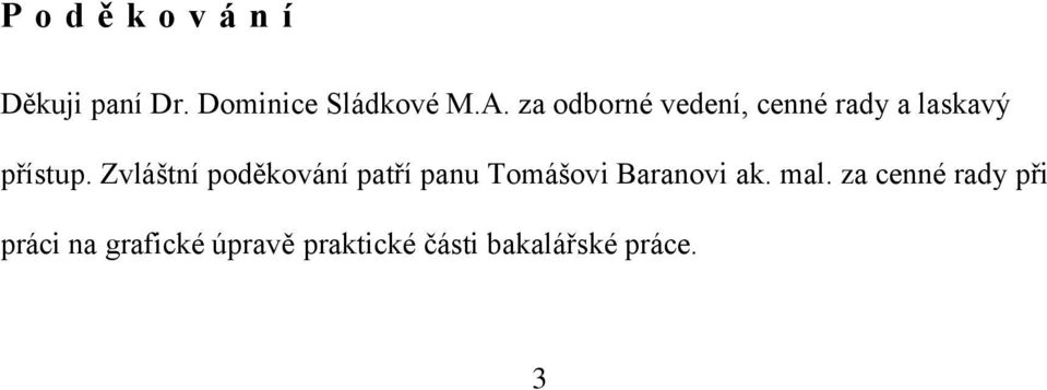 Zvláštní poděkování patří panu Tomášovi Baranovi ak. mal.