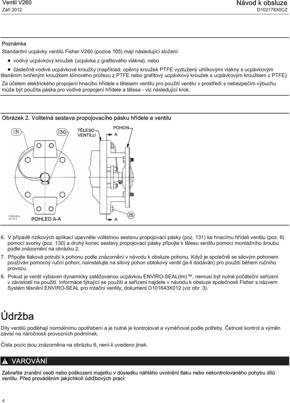 PTFE) Za účelem elektrického propojení hnacího hřídele s tělesem ventilu pro použití ventilu v prostředí s nebezpečím výbuchu může být použita páska pro vodivé propojení hřídele a tělesa - viz