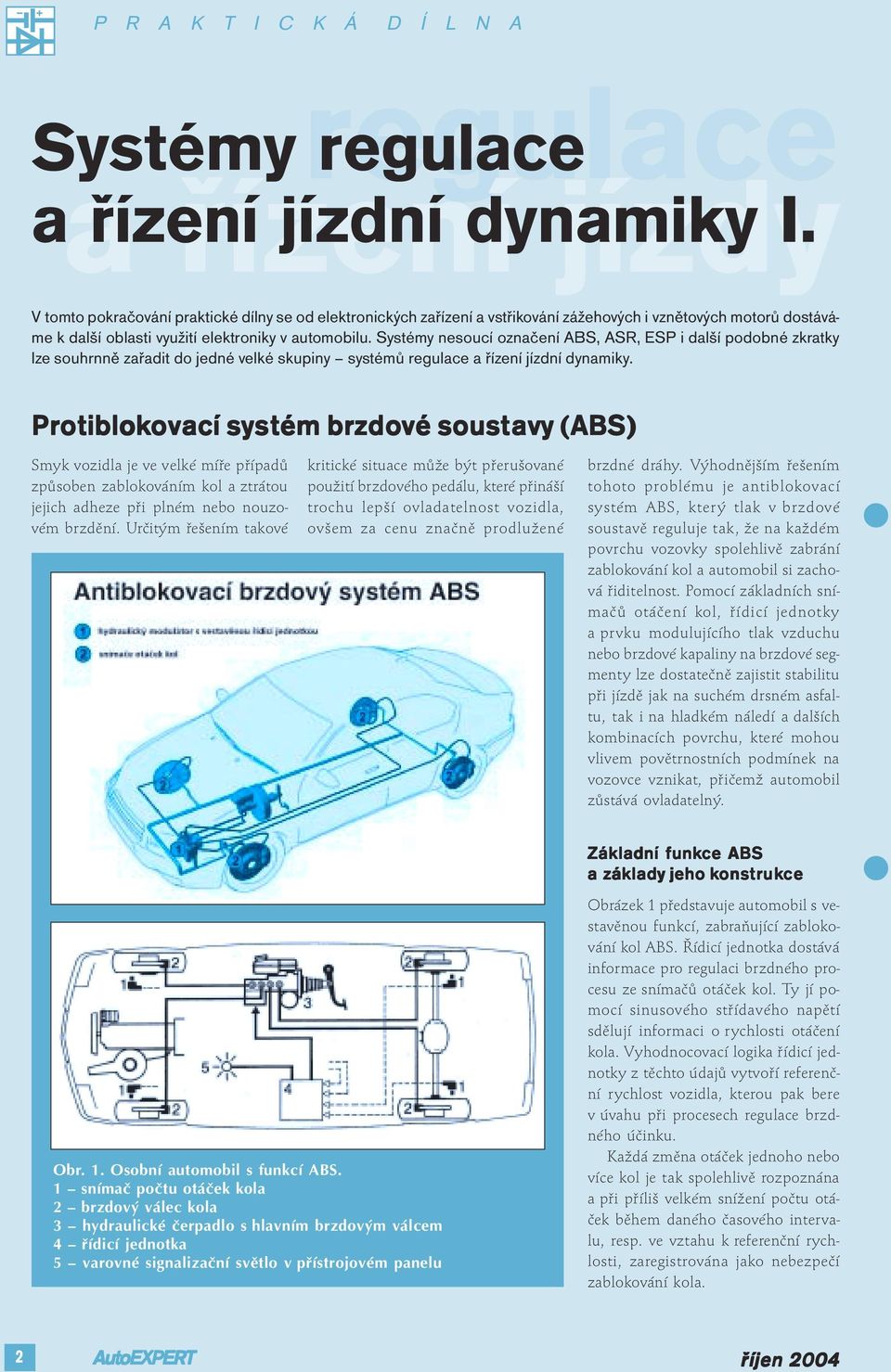 Systémy nesoucí označení ABS, ASR, ESP i další podobné zkratky lze souhrnně zařadit do jedné velké skupiny systémů regulace a řízení jízdní dynamiky.