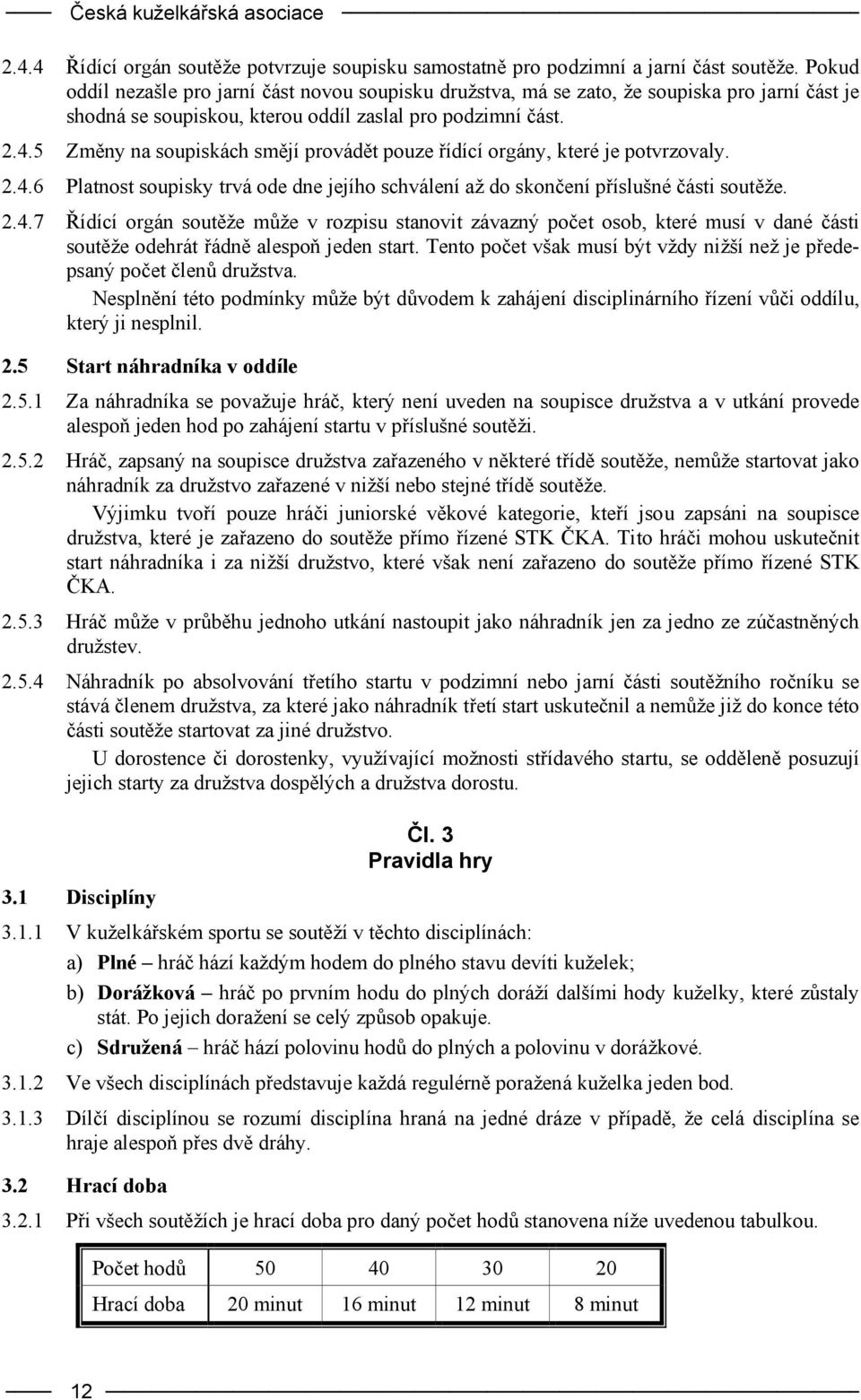 5 Změny na soupiskách smějí provádět pouze řídící orgány, které je potvrzovaly. 2.4.