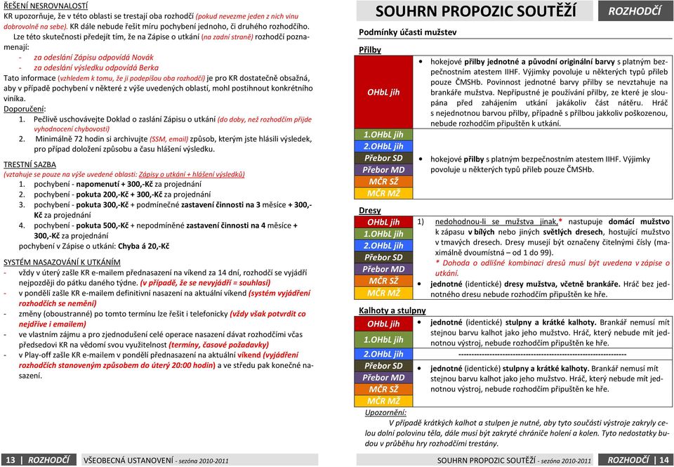 tomu, že ji podepíšou oba rozhodčí) je pro KR dostatečně obsažná, aby v případě pochybení v některé z výše uvedených oblastí, mohl postihnout konkrétního viníka. Doporučení: 1.
