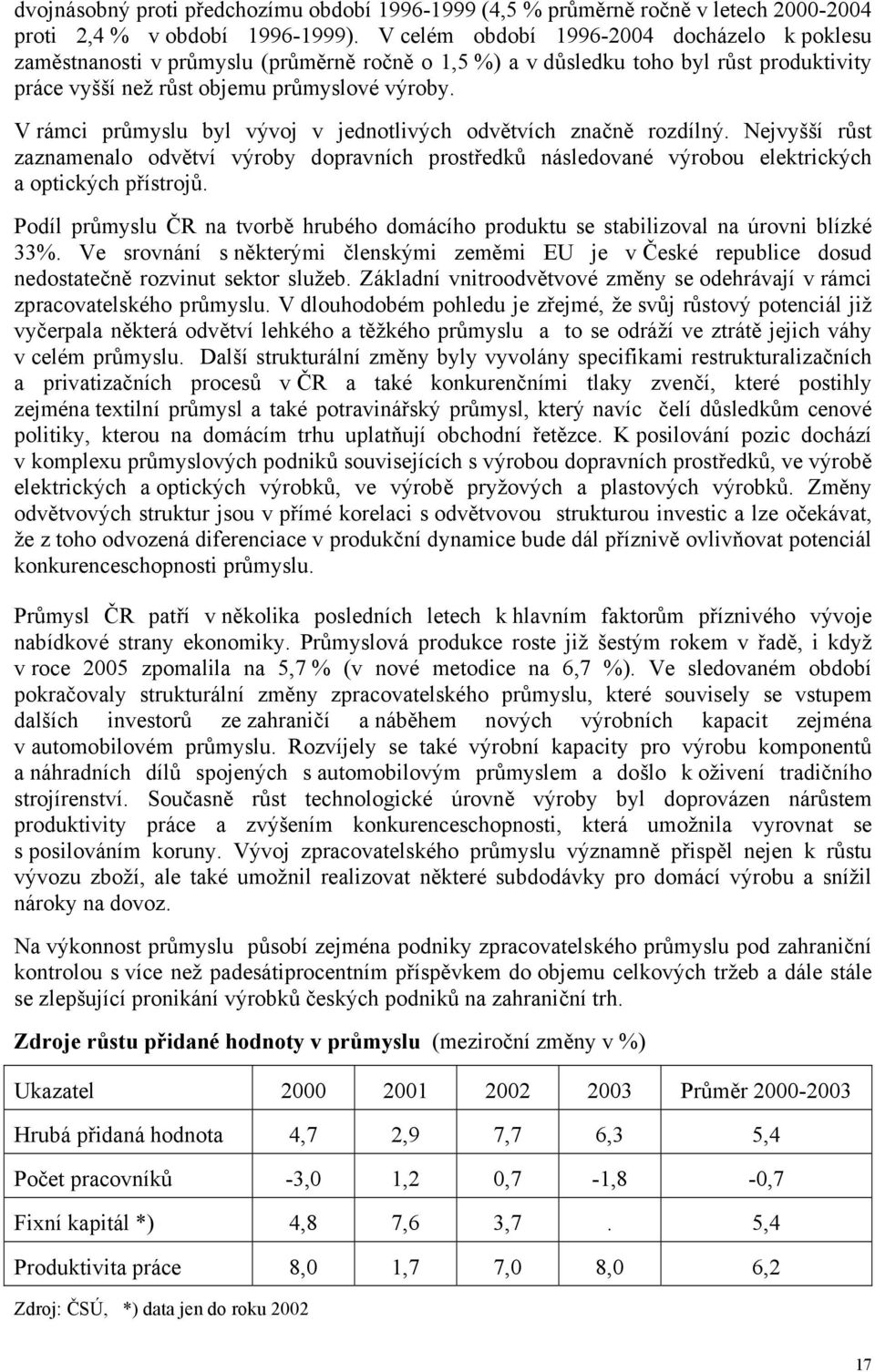 V rámci průmyslu byl vývoj v jednotlivých odvětvích značně rozdílný. Nejvyšší růst zaznamenalo odvětví výroby dopravních prostředků následované výrobou elektrických a optických přístrojů.