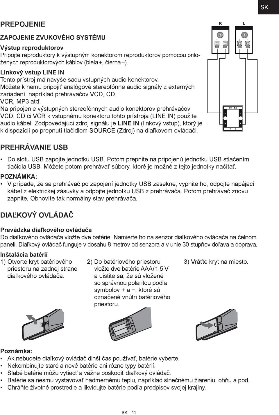Môžete k nemu pripojiť analógové stereofónne audio signály z externých zariadení, napríklad prehrávačov VCD, CD, VCR, MP3 atď.