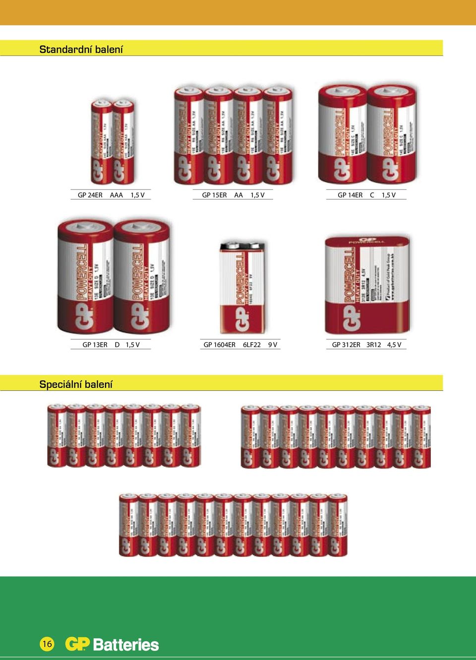 13ER D 1,5 V GP 1604ER 6LF22 9 V GP