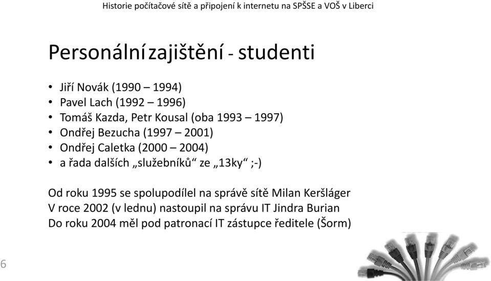 služebníků ze 13ky ;-) Od roku 1995 se spolupodílel na správě sítě Milan Keršláger V roce 2002 (v