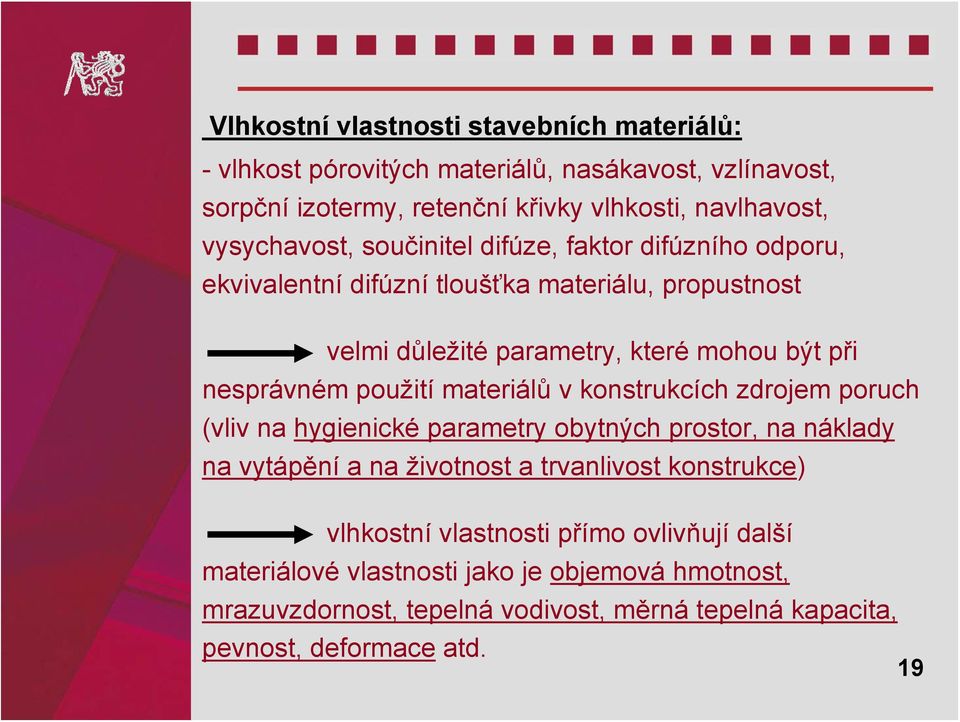 nesprávném použití materiálů v konstrukcích zdrojem poruch (vliv na hygienické parametry obytných prostor, na náklady na vytápění a na životnost a trvanlivost