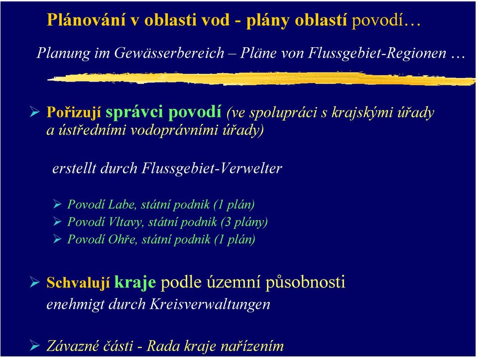 vodoprávními úřady) erstellt durch Flussgebiet-Verwelter Povodí Labe, státní podnik (1 plán) Povodí Vltavy,