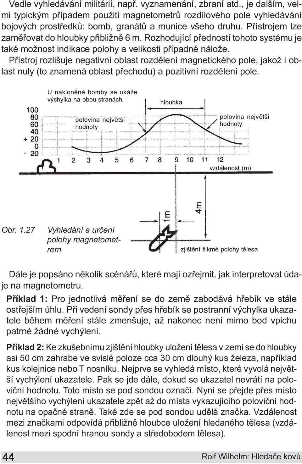 magnetického pole, jakož i oblast nuly (to znamená oblast pøechodu) a pozitivní rozdìlení pole U naklonìné bomby se ukáže výchylka na obou stranách hloubka polovina nejvìtší hodnoty polovina nejvìtší