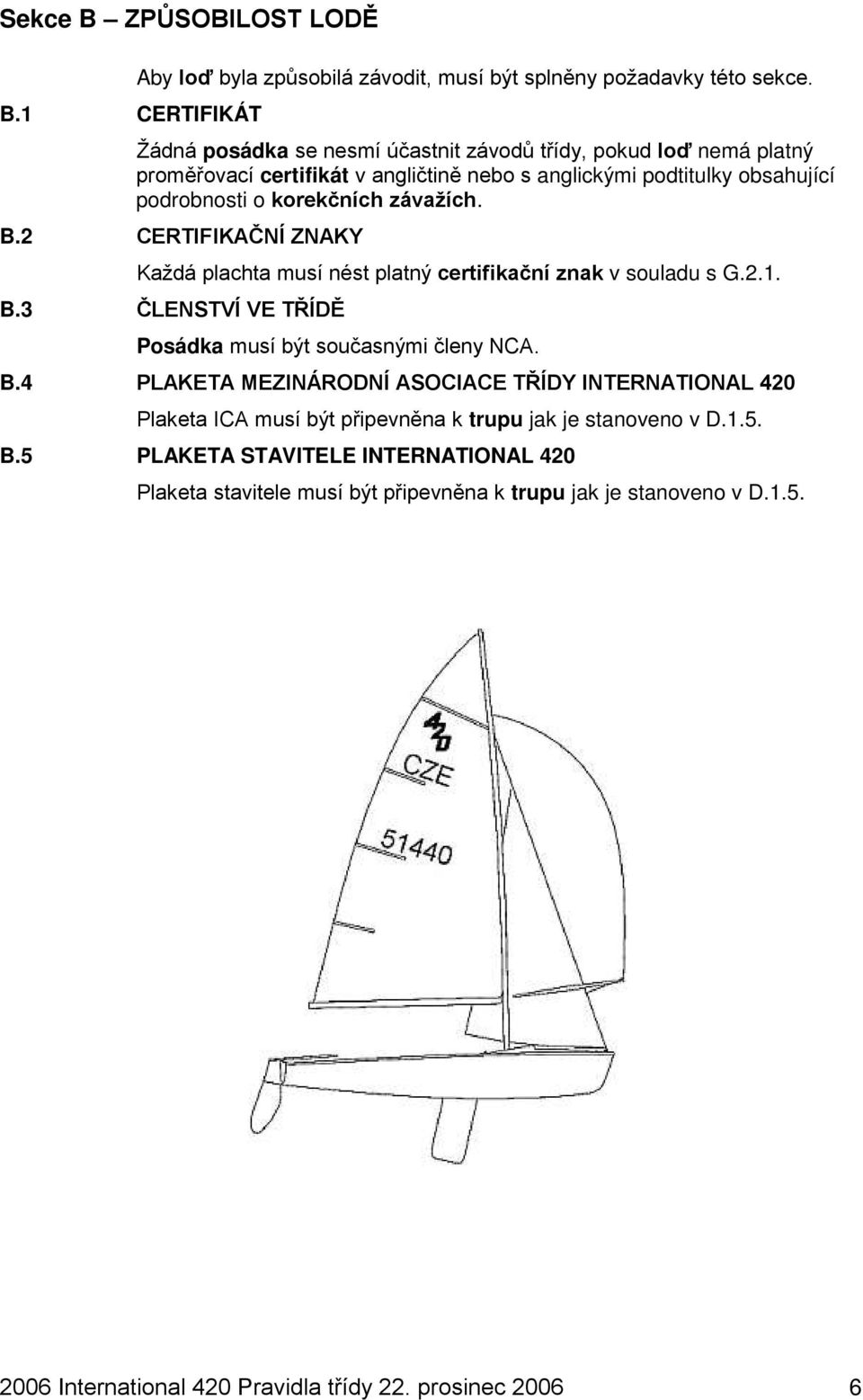 2 CERTIFIKAČNÍ ZNAKY Každá plachta musí nést platný certifikační znak v souladu s G.2.1. B.