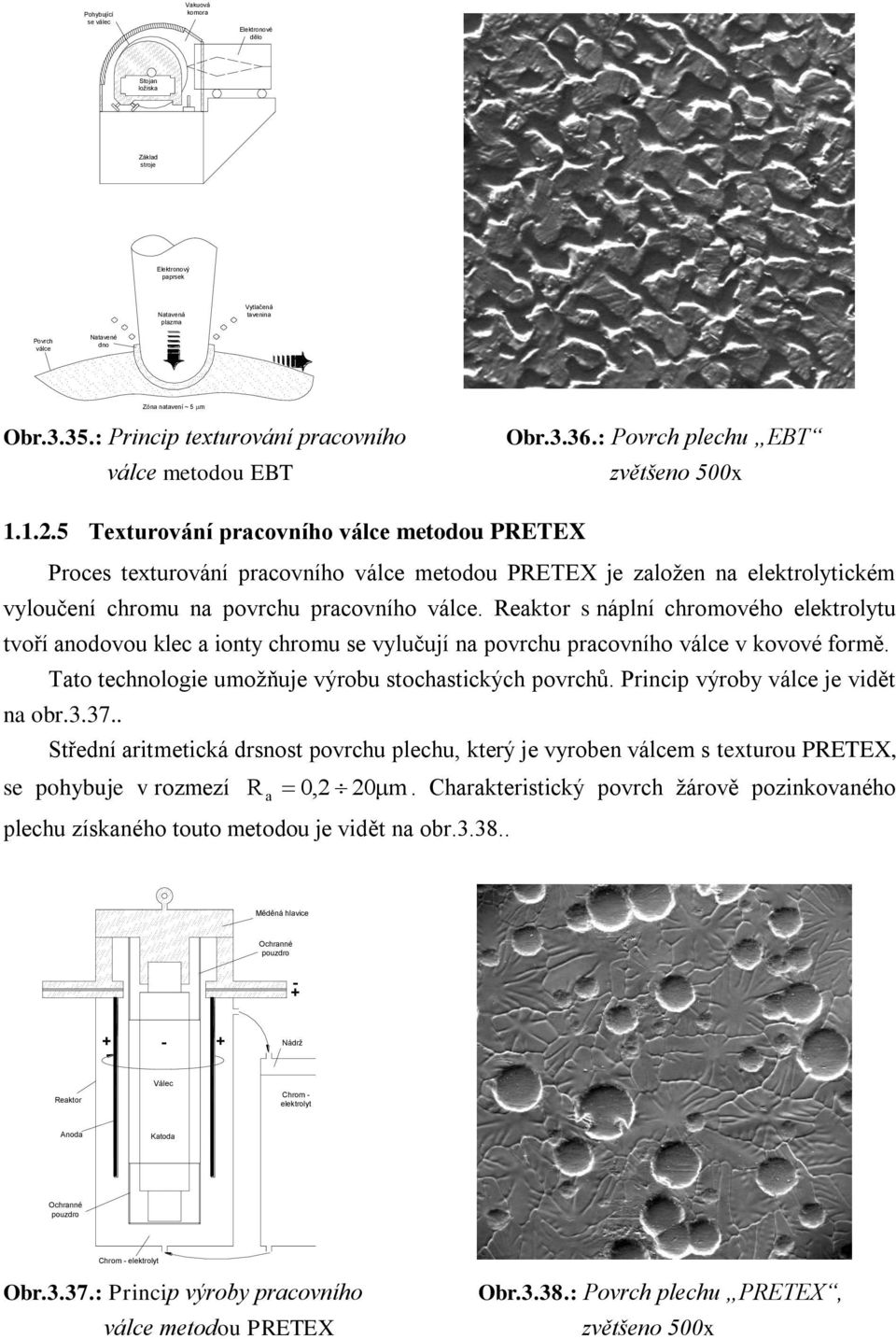 5 Texturování pracovního válce metodou PRETEX Proces texturování pracovního válce metodou PRETEX je založen na elektrolytickém vyloučení chromu na povrchu pracovního válce.