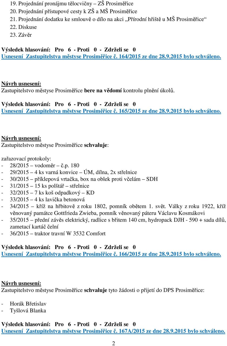 Usnesení Zastupi