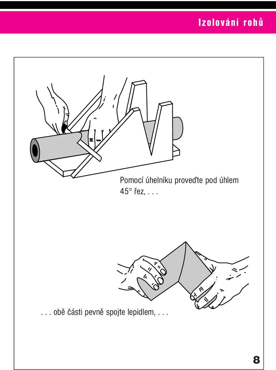 úhlem 45 řez,.