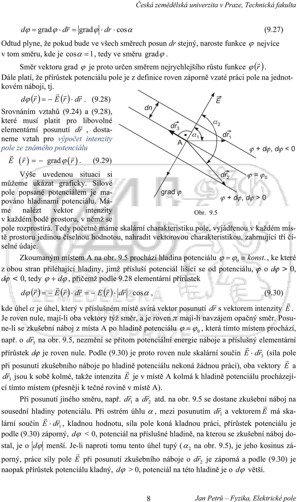 28), kteé musí platt po lbovolné elementání posunutí d 2, dostaneme vztah po výpoet ntenzty d d3 A pole ze známého potencálu d, d < 0 gad. (9.29) Výše uvedenou stuac s mžeme ukázat gafcky.