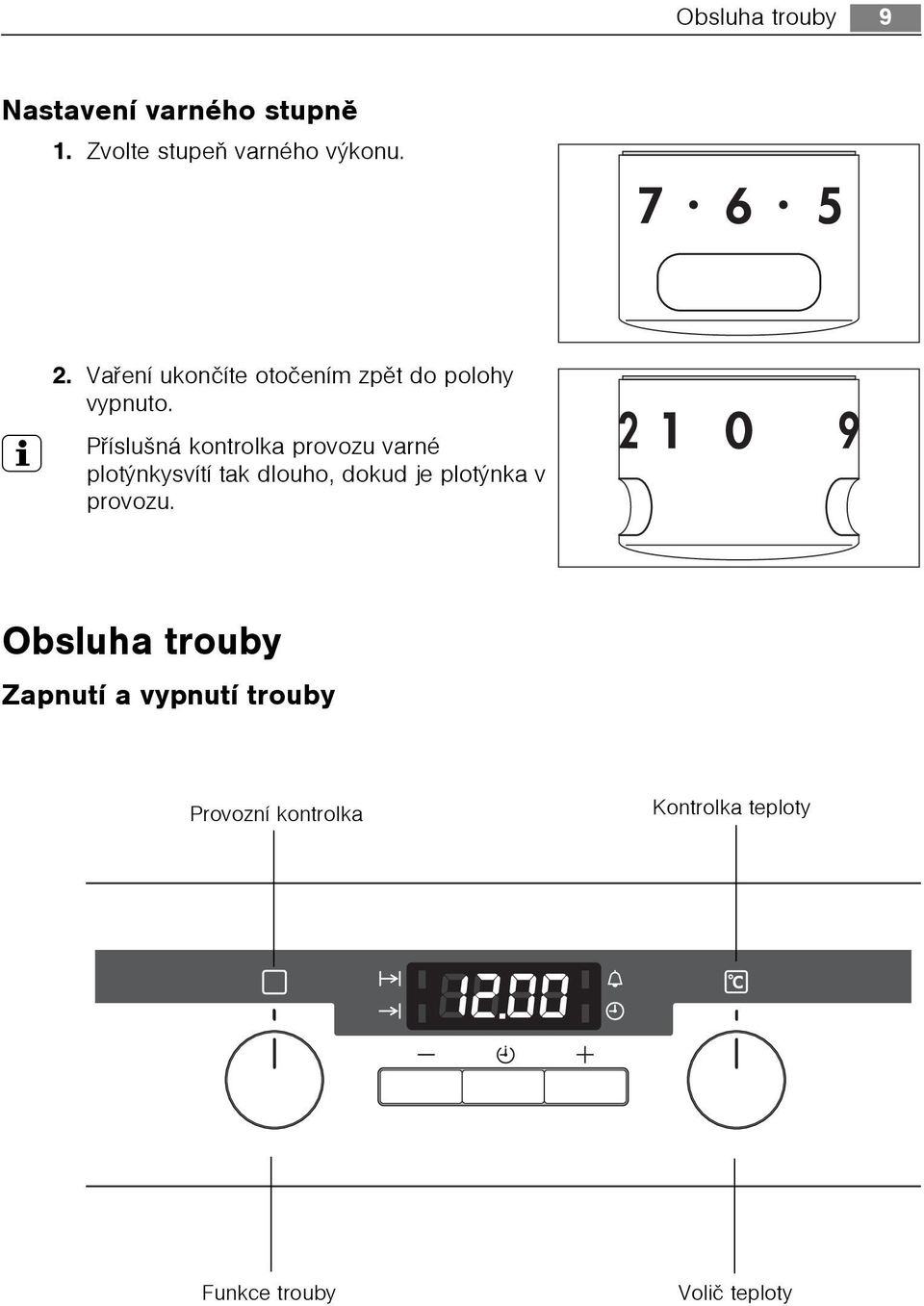 3 Pøíslušná kontrolka provozu varné plotýnkysvítí tak dlouho, dokud je plotýnka