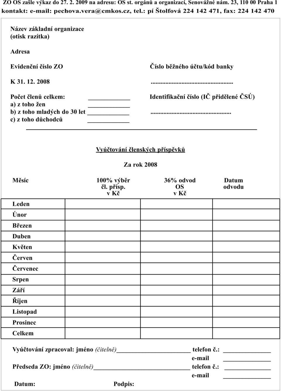 .. Počet členů celkem: Identifikační číslo (IČ přidělené ČSÚ) a) z toho žen b) z toho mladých do 30 let.