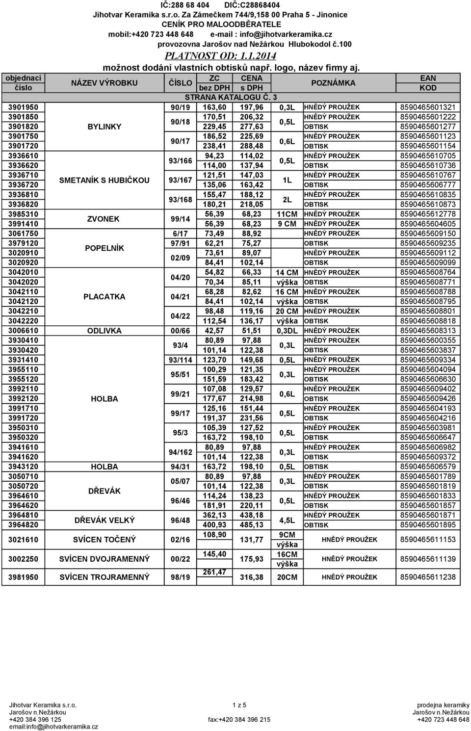 3 3901950 90/19 163,60 197,96 HNĚDÝ PROUŽEK 8590465601321 3901850 170,51 206,32 HNĚDÝ PROUŽEK 8590465601222 90/18 3901820 BYLINKY 229,45 277,63 OBTISK 8590465601277 3901750 186,52 225,69 HNĚDÝ