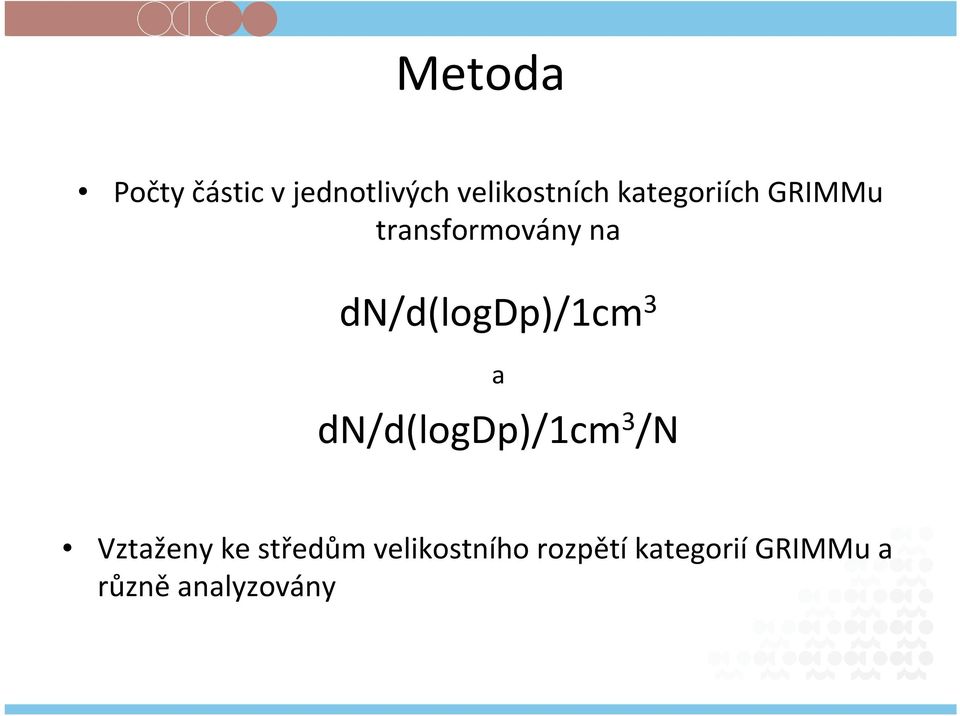 dn/d(logdp)/1cm 3 a dn/d(logdp)/1cm 3 /N Vztaženy