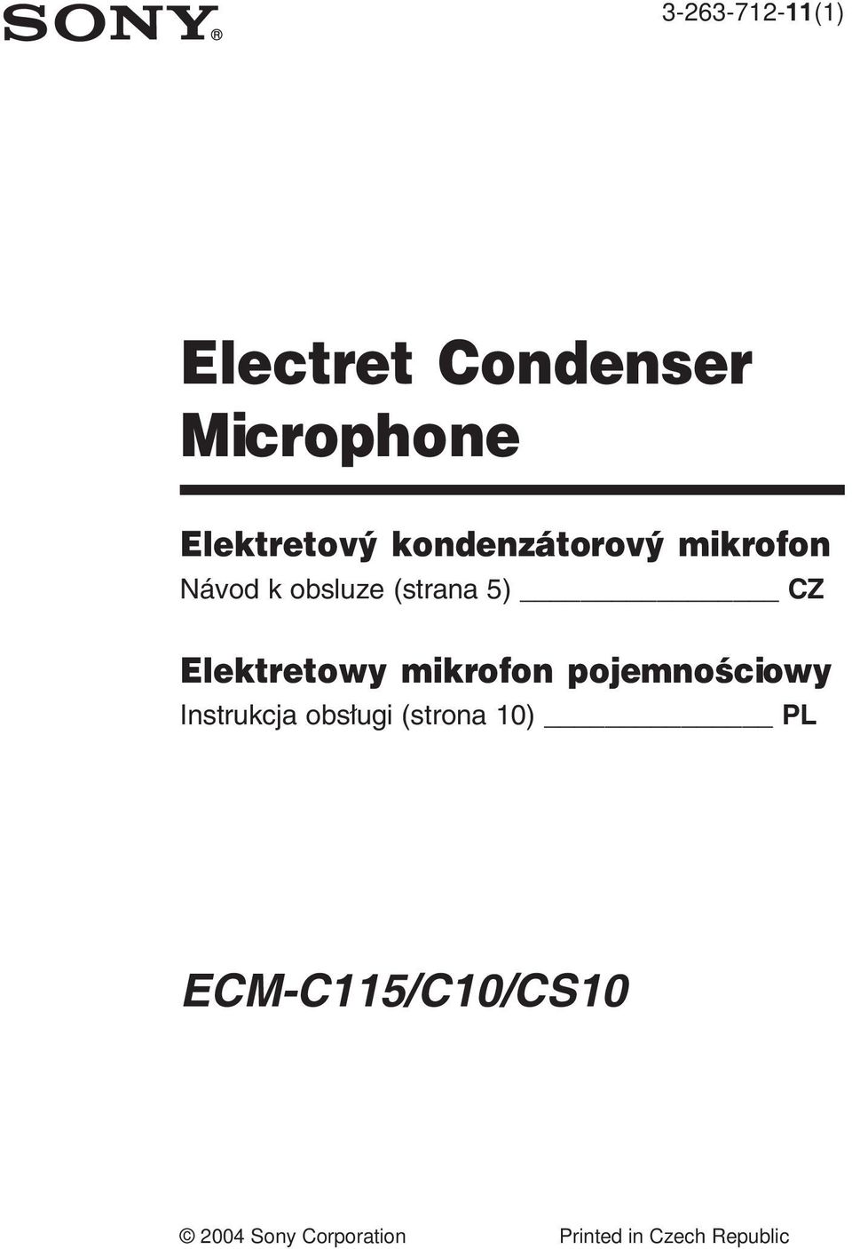 Elektretowy mikrofon pojemnościowy Instrukcja obsługi