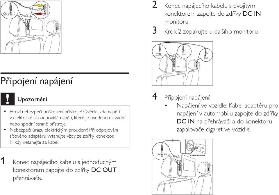 Nebezpečí úrazu elektrickým proudem! Při odpojování síťového adaptéru vytahujte vždy ze zdířky konektor. Nikdy netahejte za kabel.