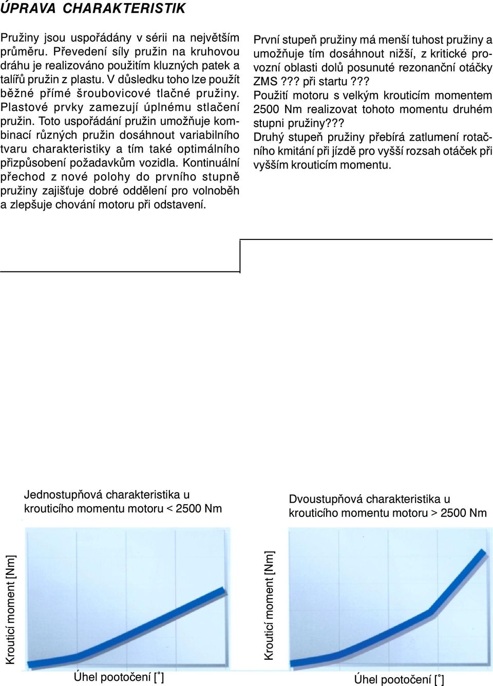 Toto uspoøádání pružin umožòuje kombinací rùzných pružin dosáhnout variabilního tvaru charakteristiky a tím také optimálního pøizpùsobení požadavkùm vozidla.