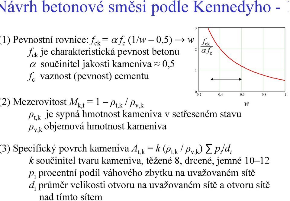 8 1 2) Mezerovitost M k,t = 1 ρ t,k / ρ v,k ρ t,k je sypná hmotnost kameniva v setřeseném stavu ρ v,k objemová hmotnost kameniva w 3) Specifický povrch