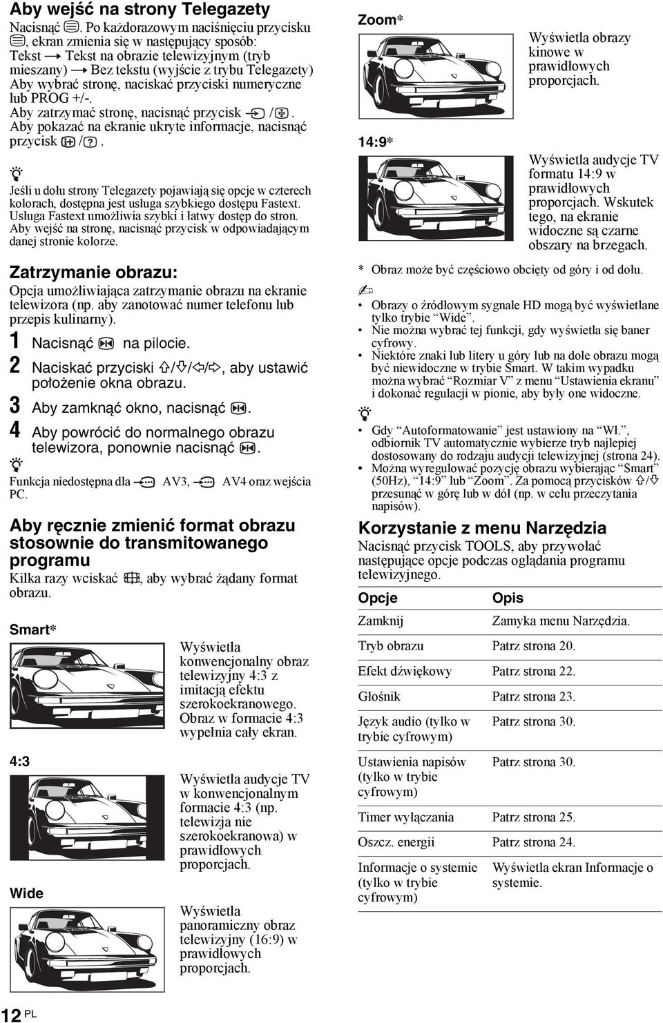 pryciski numerycne lub PROG +/-. Aby atrymać stronę, nacisnąć prycisk /. Aby pokaać na ekranie ukryte informacje, nacisnąć prycisk /.