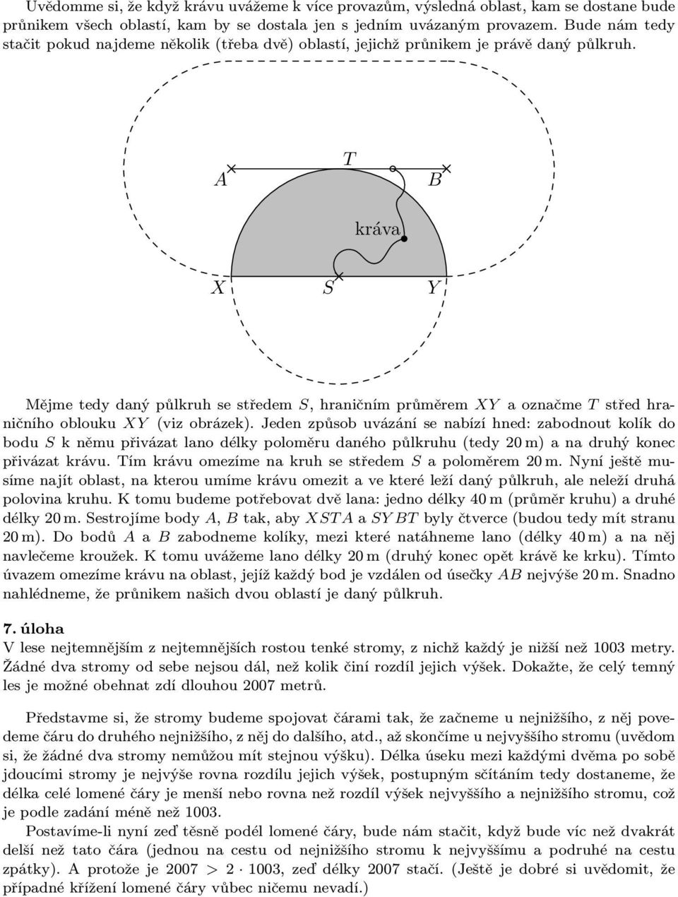 A T B kráva X S Y Mějmetedydanýpůlkruhsestředem S,hraničnímprůměrem XY aoznačme T středhraničního oblouku XY (viz obrázek).