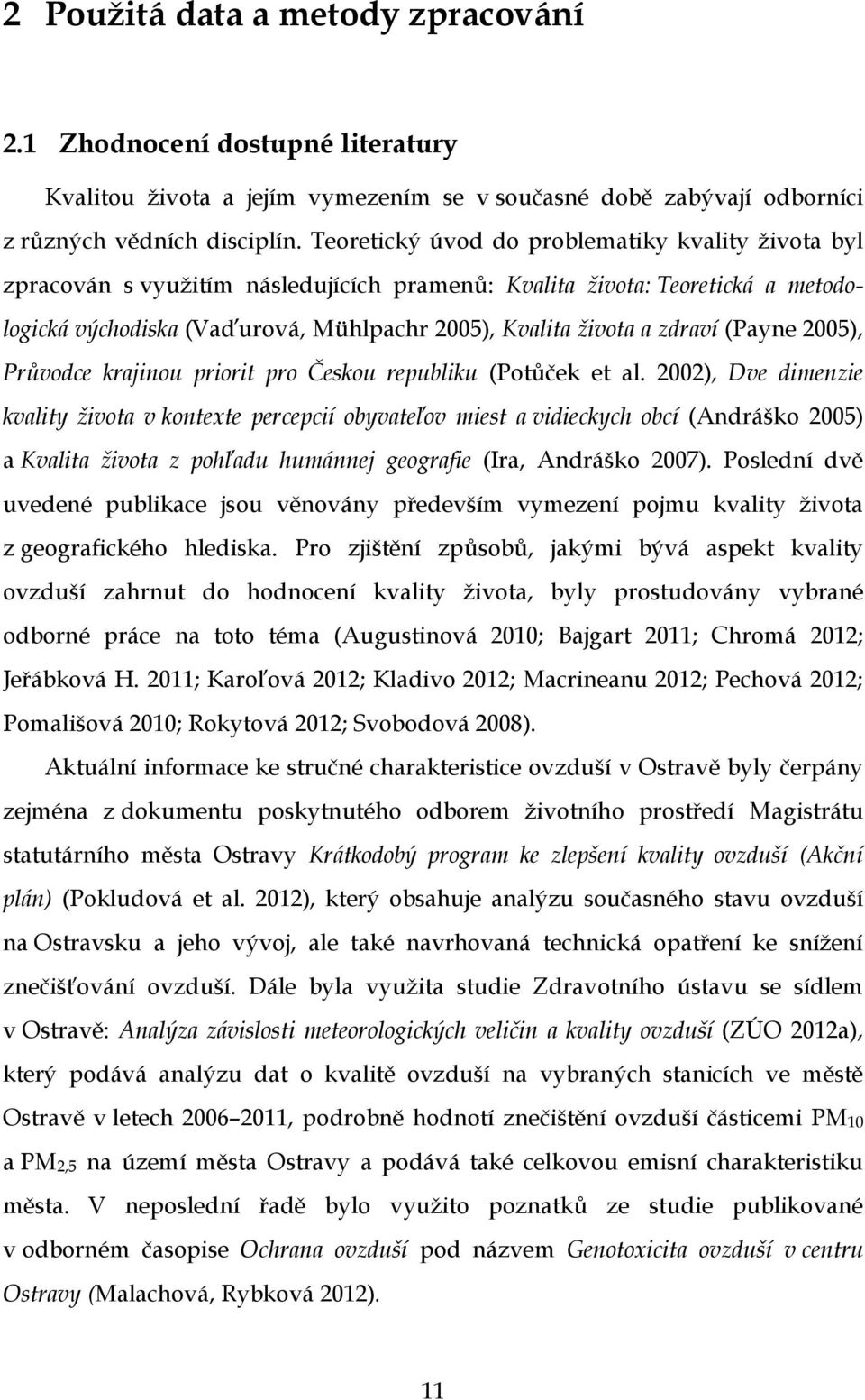 zdraví (Pay 2005), Průvodce krajinou priorit pro Českou republiku (Potůček et al.