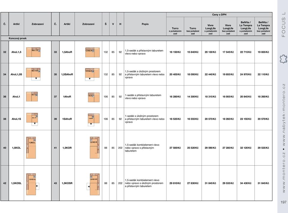 35 1,5SAhoR 132 85 92 1,5-sedák s úložným prostorem a přístavným taburetem vlevo nebo 20 405 Kč 18 095 Kč 22 440 Kč 19 855 Kč 24 970 Kč 22 110 Kč 36 AhoL1 37 1AhoR 106 85 92 38 AhoL1S 39 1SAhoR 106