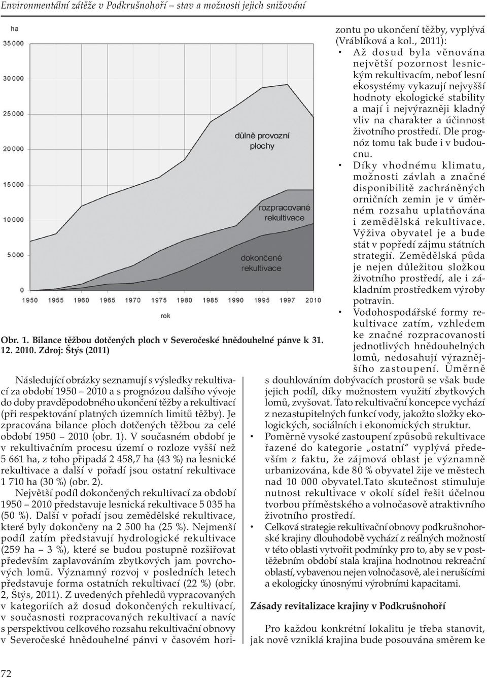 platných územních limitů těžby). Je zpracována bilance ploch dotčených těžbou za celé období 1950 2010 (obr. 1).