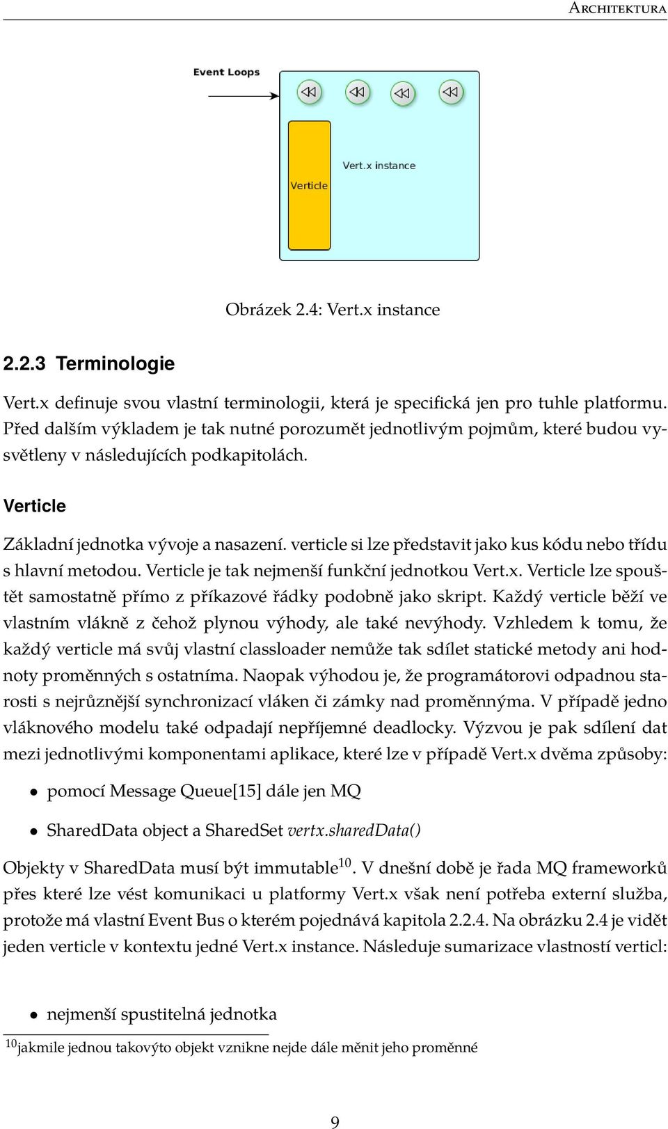 verticle si lze představit jako kus kódu nebo třídu s hlavní metodou. Verticle je tak nejmenší funkční jednotkou Vert.x. Verticle lze spouštět samostatně přímo z příkazové řádky podobně jako skript.