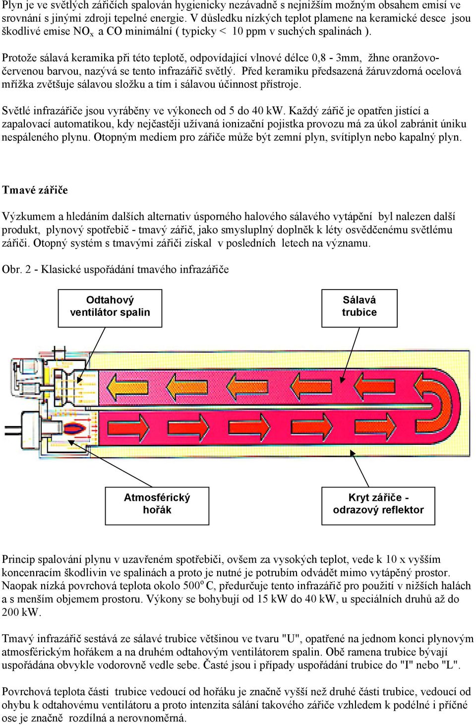 Protože sálavá keramika při této teplotě, odpovídající vlnové délce 0,8-3mm, žhne oranžovočervenou barvou, nazývá se tento infrazářič světlý.